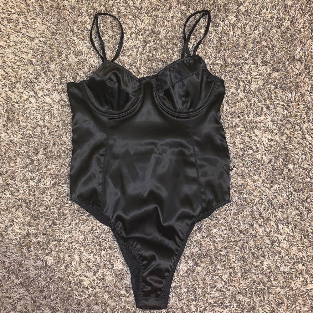 Black satin bodysuit